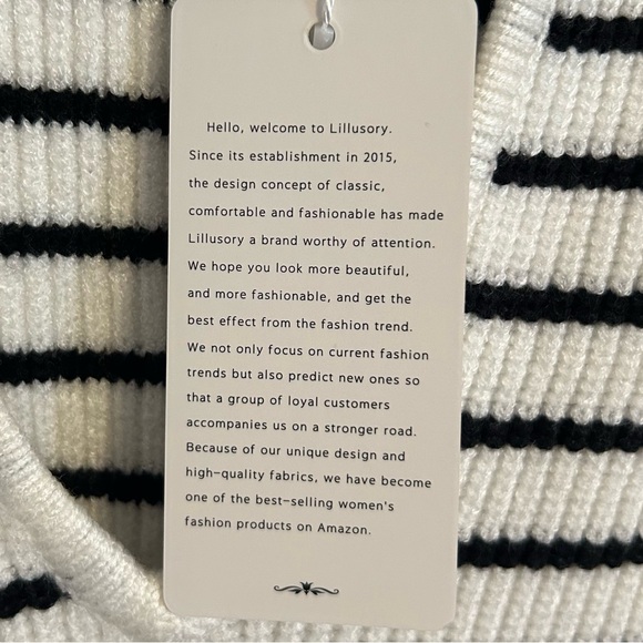 NWT XL Lillusory White and Black Striped V Neck Knit Sweater Vest - Picture 4 of 8